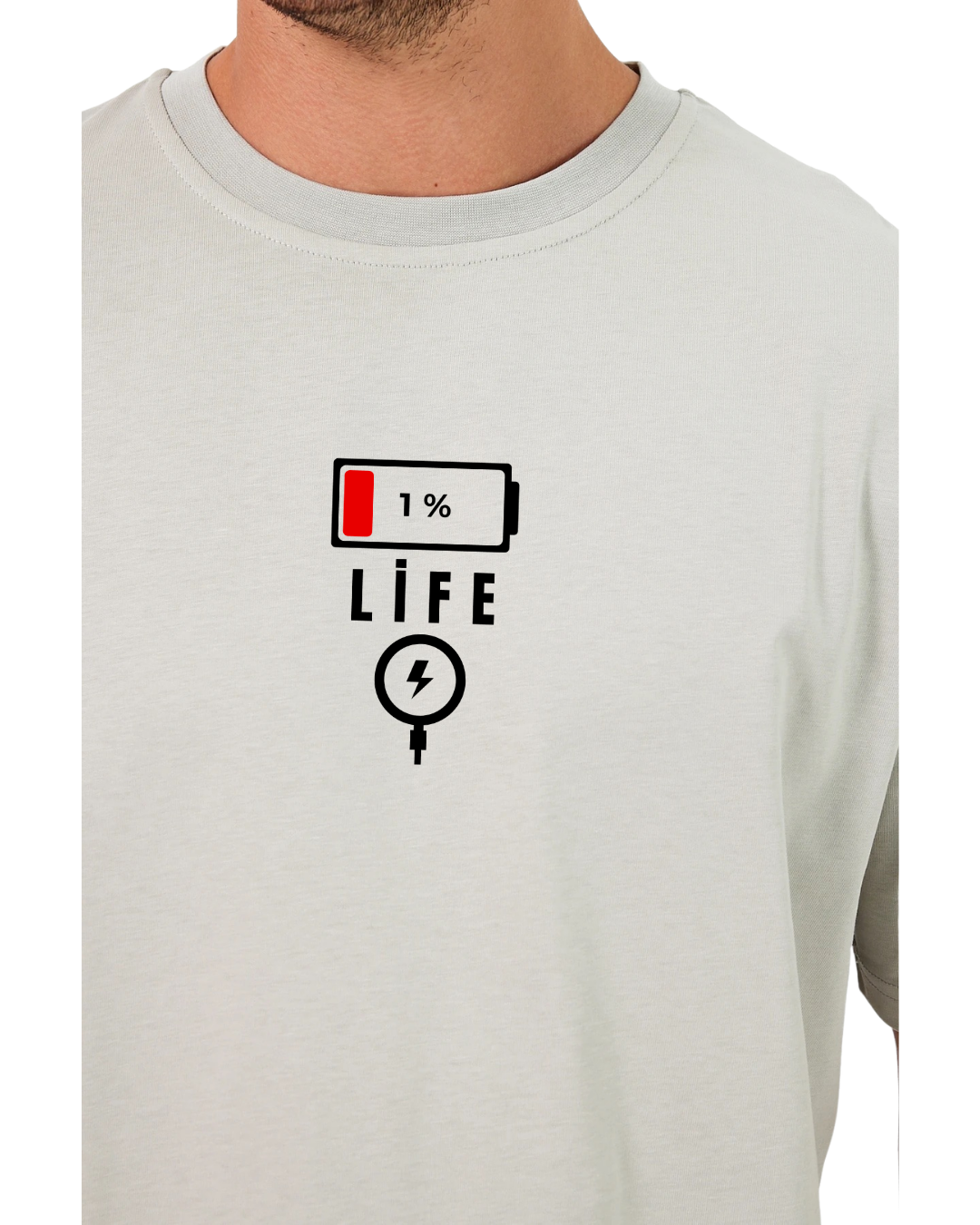 1% Life Oversize T-Shirt - Taş