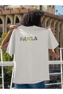 Favela Grafik Oversize Tişört - Gri