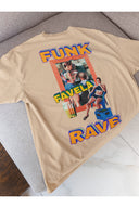 Funk Oversize Tişört - Bej