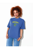 Brasil Oversize Tişört - Sax Mavi