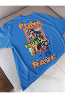 Funk Oversize Tişört - Mavi