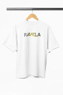Favela Grafik Oversize Tişört - Beyaz