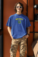 Brasil Oversize Tişört - Sax Mavi