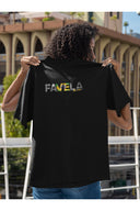 Favela Grafik Oversize Tişört - Siyah