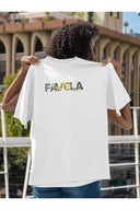 Favela Grafik Oversize Tişört - Beyaz