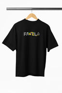 Favela Grafik Oversize Tişört - Siyah