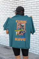 Funk Oversize Tişört - Deniz Turkuazı