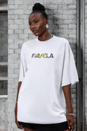 Favela Grafik Oversize Tişört - Beyaz