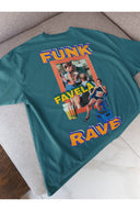 Funk Oversize Tişört - Deniz Turkuazı