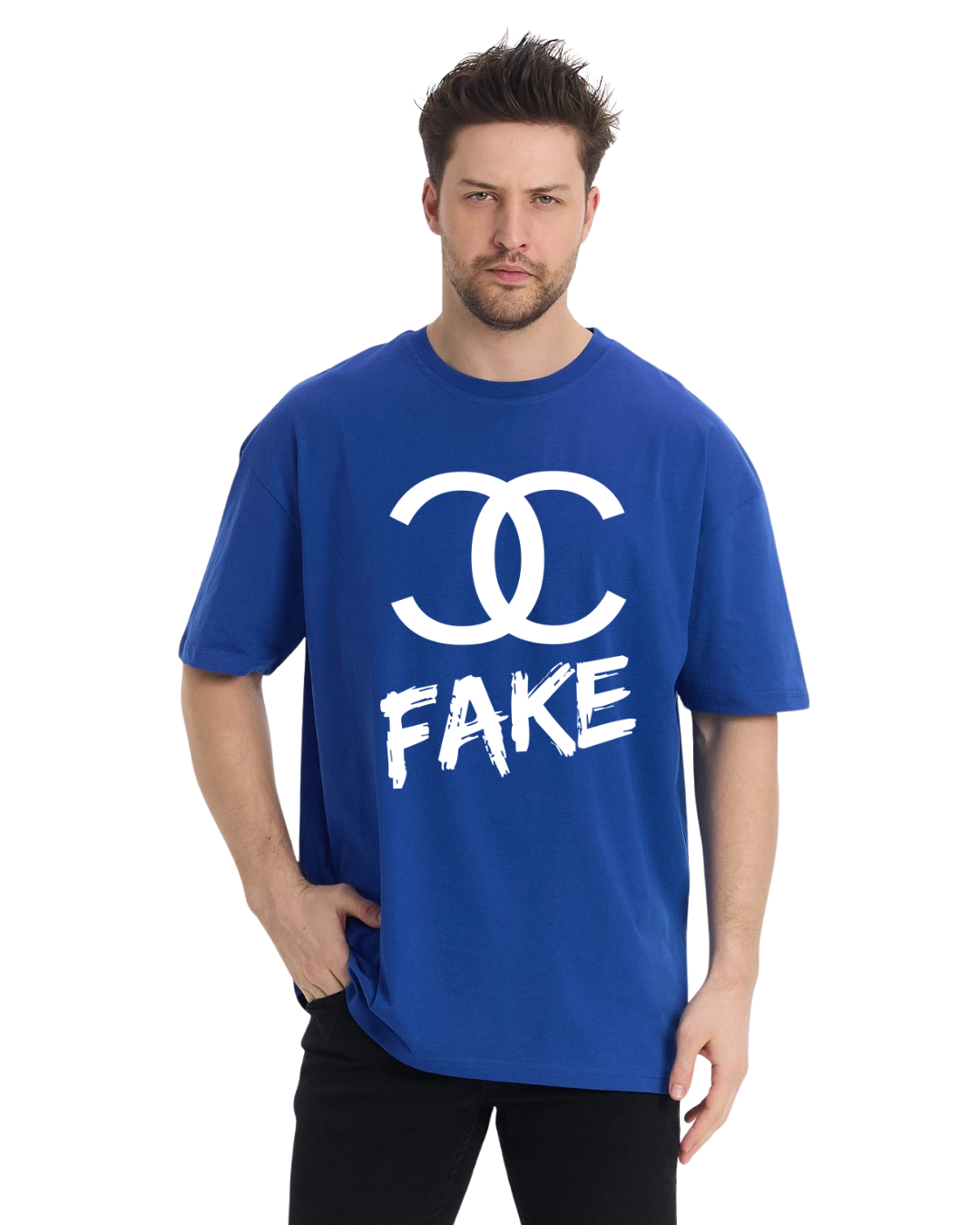 Fake Oversize T-Shirt - Sax Mavi