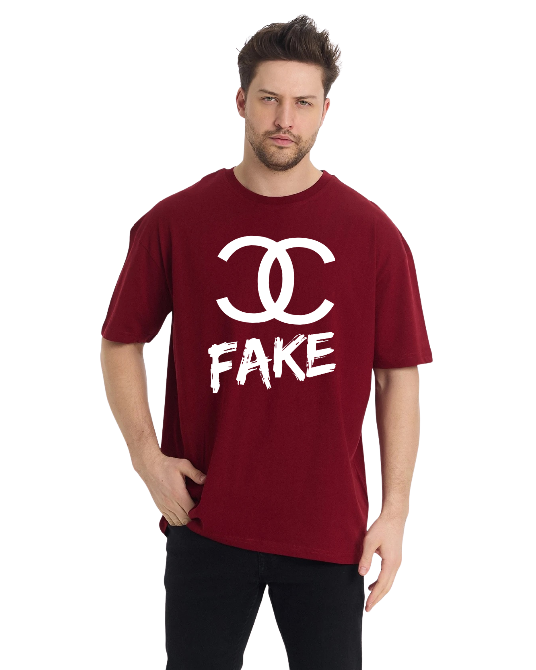 Fake Oversize T-Shirt - Bordo