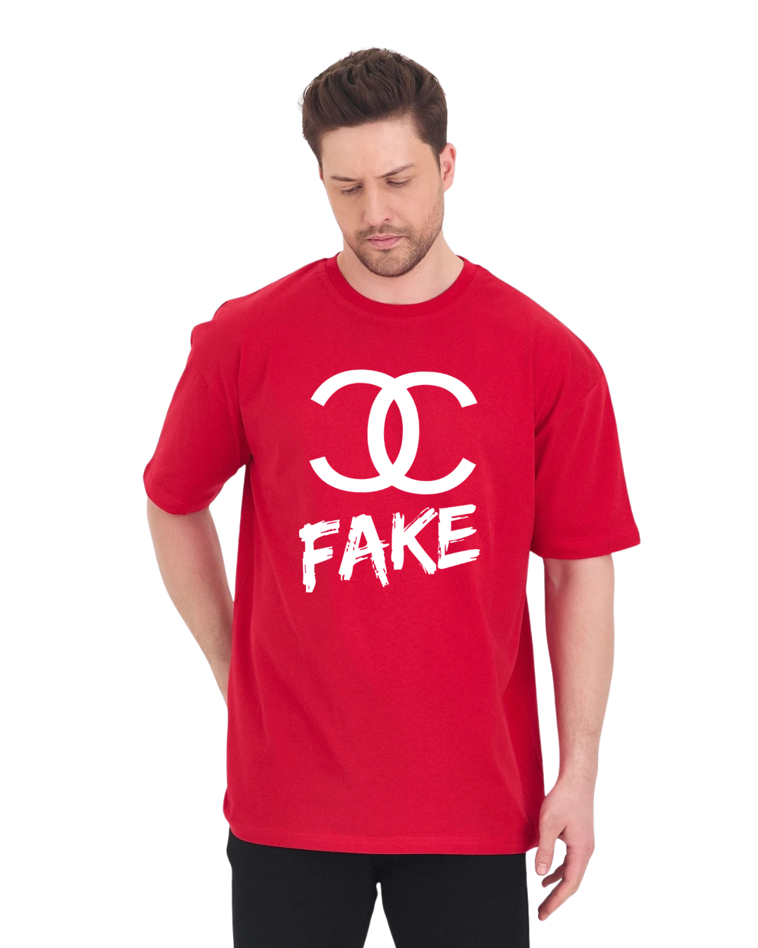 Fake Oversize T-Shirt - Kırmızı