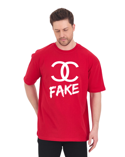Fake Oversize T-Shirt - Kırmızı
