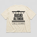 Baskı Altında Oversize T-Shirt - Krem
