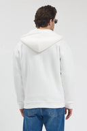 Tam Fermuarlı Kapüşonlu Sweatshirt - Ekru