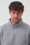 Yarım Fermuarlı Sweatshirt - Gri