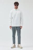 Yarım Fermuarlı Sweatshirt - Ekru