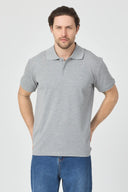 Polo Yaka T-Shirt - Gri Melanj