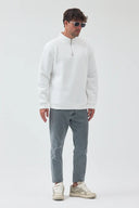 Yarım Fermuarlı Sweatshirt - Ekru