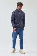 Yarım Fermuarlı Sweatshirt - Füme