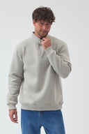 Yarım Fermuarlı Sweatshirt - Boyalı Gri