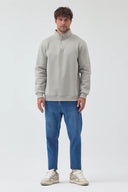 Yarım Fermuarlı Sweatshirt - Boyalı Gri
