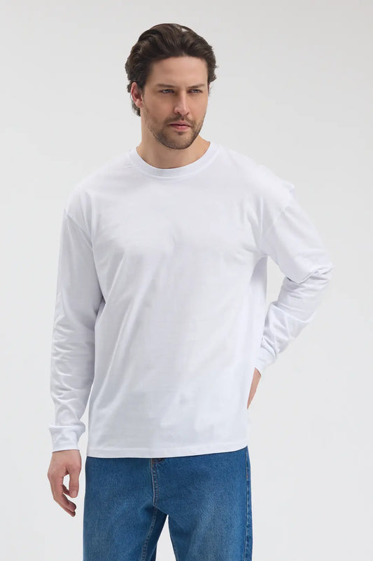 Uzun Kollu T-Shirt - Beyaz
