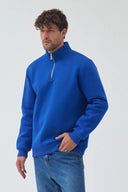 Yarım Fermuarlı Sweatshirt - Sax Mavi