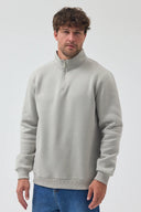 Yarım Fermuarlı Sweatshirt - Boyalı Gri