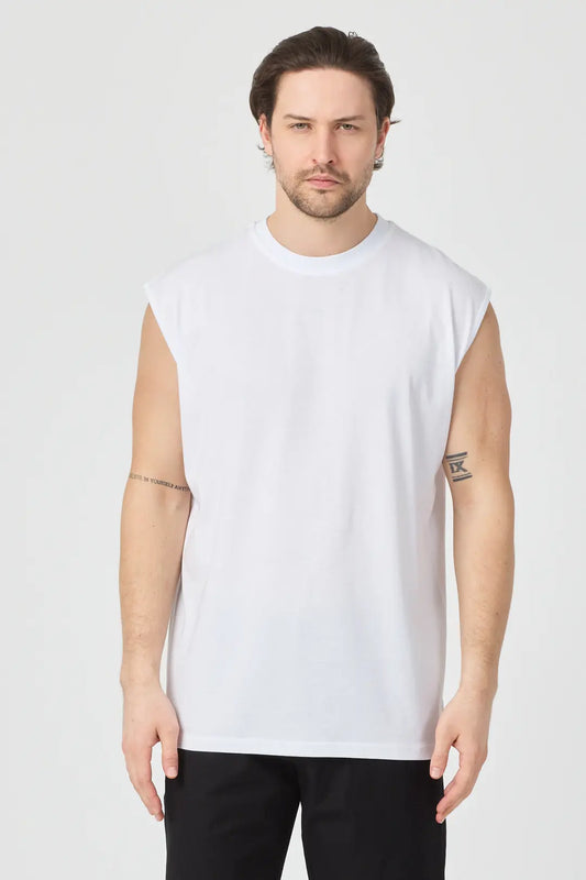 Fitness Kolsuz T-Shirt - Beyaz