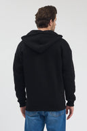 Tam Fermuarlı Kapüşonlu Sweatshirt - Siyah
