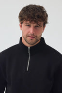Yarım Fermuarlı Sweatshirt - Siyah