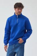 Yarım Fermuarlı Sweatshirt - Sax Mavi