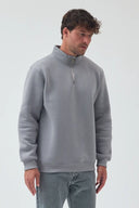 Yarım Fermuarlı Sweatshirt - Gri