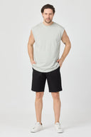 Fitness Kolsuz T-Shirt - Boyalı Gri