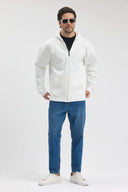 Tam Fermuarlı Kapüşonlu Sweatshirt - Ekru