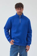 Yarım Fermuarlı Sweatshirt - Sax Mavi