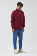 Yarım Fermuarlı Sweatshirt - Bordo