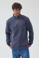 Yarım Fermuarlı Sweatshirt - Füme