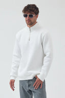 Yarım Fermuarlı Sweatshirt - Ekru