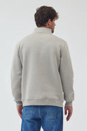 Yarım Fermuarlı Sweatshirt - Boyalı Gri
