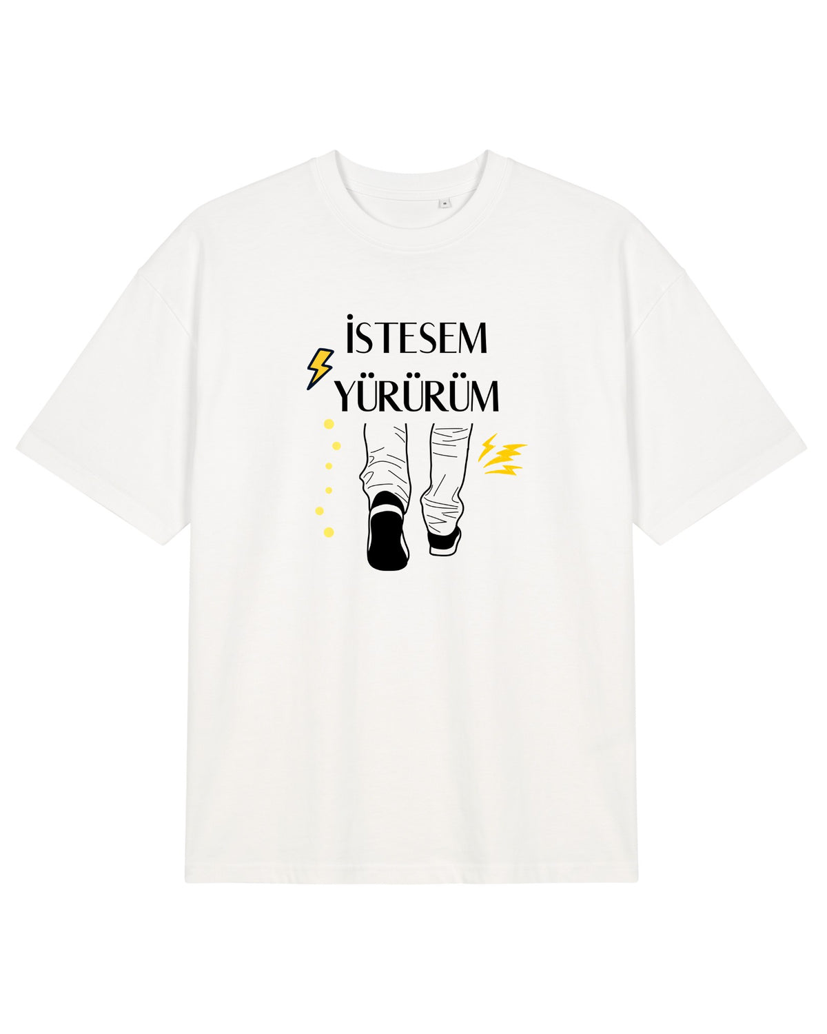 İstesem Yürürüm Oversize T-Shirt - Beyaz