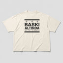 Baskı Altında Oversize T-Shirt - Krem