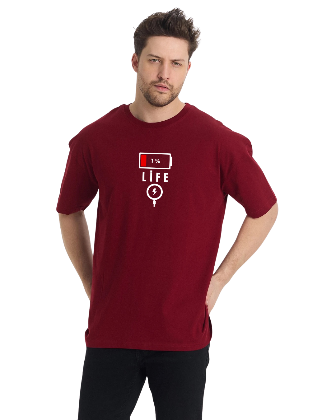 1% Life Oversize T-Shirt - Bordo