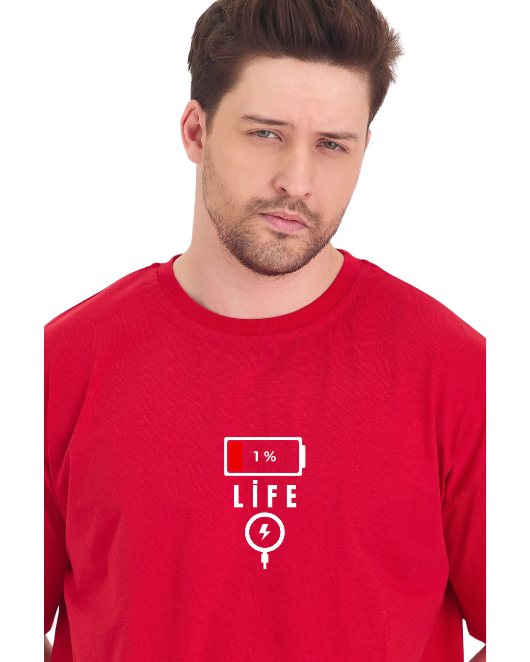 1% Life Oversize T-Shirt - Kırmızı