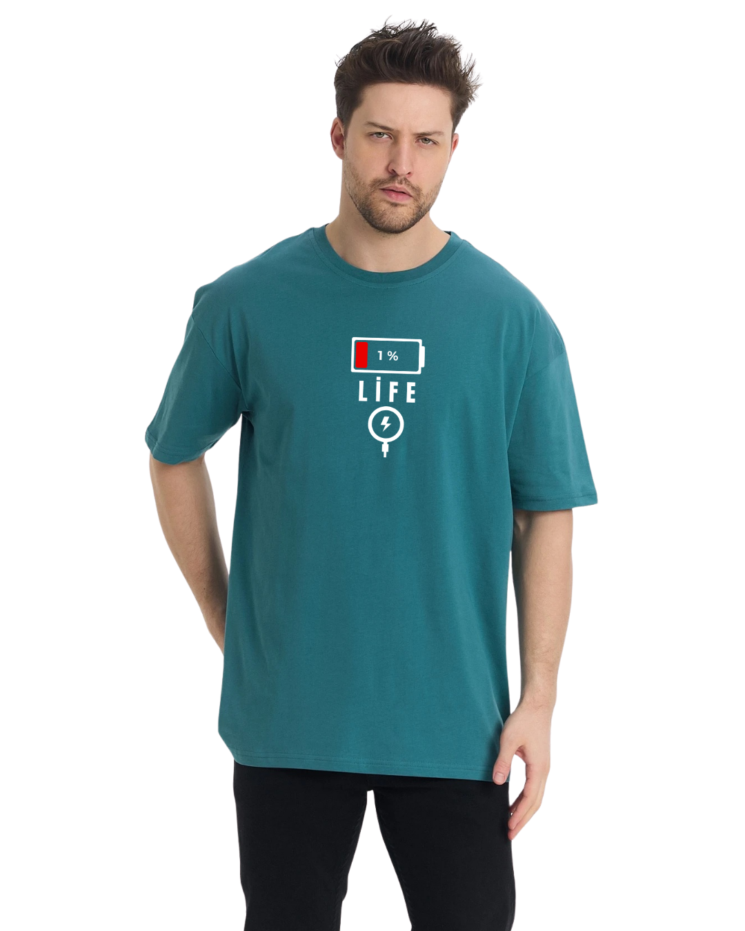 1% Life Oversize T-Shirt - Petrol Yeşili