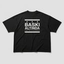 Baskı Altında Oversize T-Shirt - Siyah