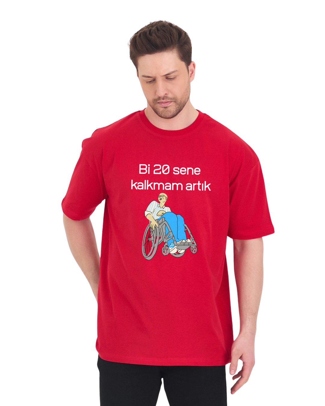 Bi 20 Sene Kalkmam Artık Oversize T-Shirt - Kırmızı