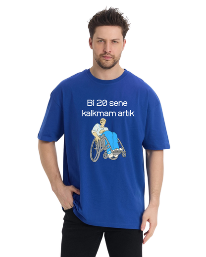 Bi 20 Sene Kalkmam Artık Oversize T-Shirt - Sax Mavi