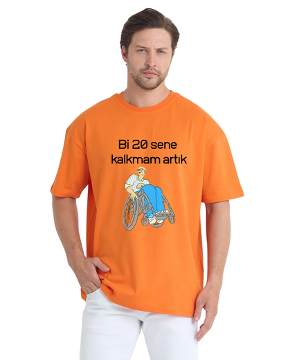 Bi 20 Sene Kalkmam Artık Oversize T-Shirt - Turuncu